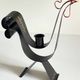 Vintage suede metal rooster-shaped candlestick
