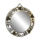 Round gold metal mirror, rose crown