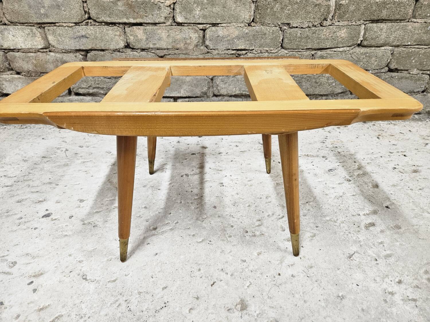 Small opaque black glass coffee table 1960