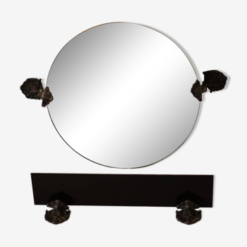 Round bathroom mirror with shelf