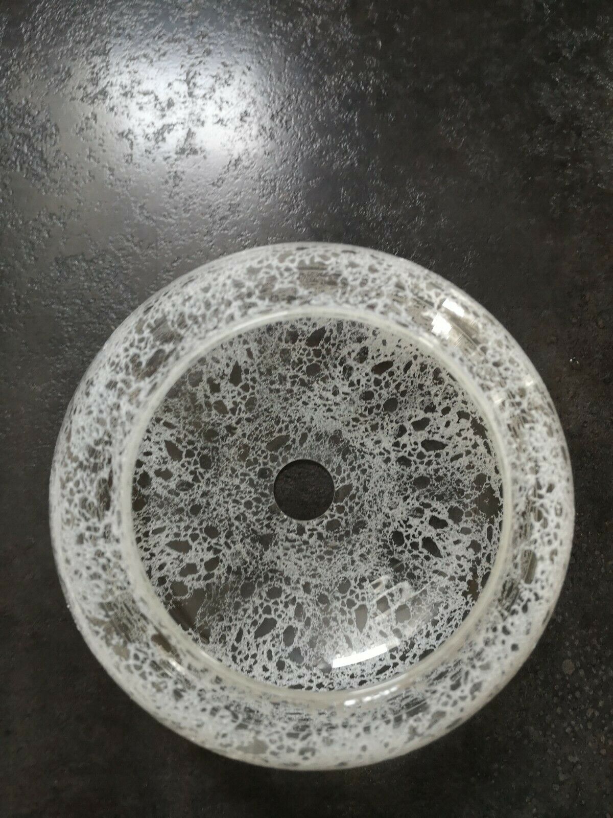 Abat jour verre givré gravé motifs vintage 1970