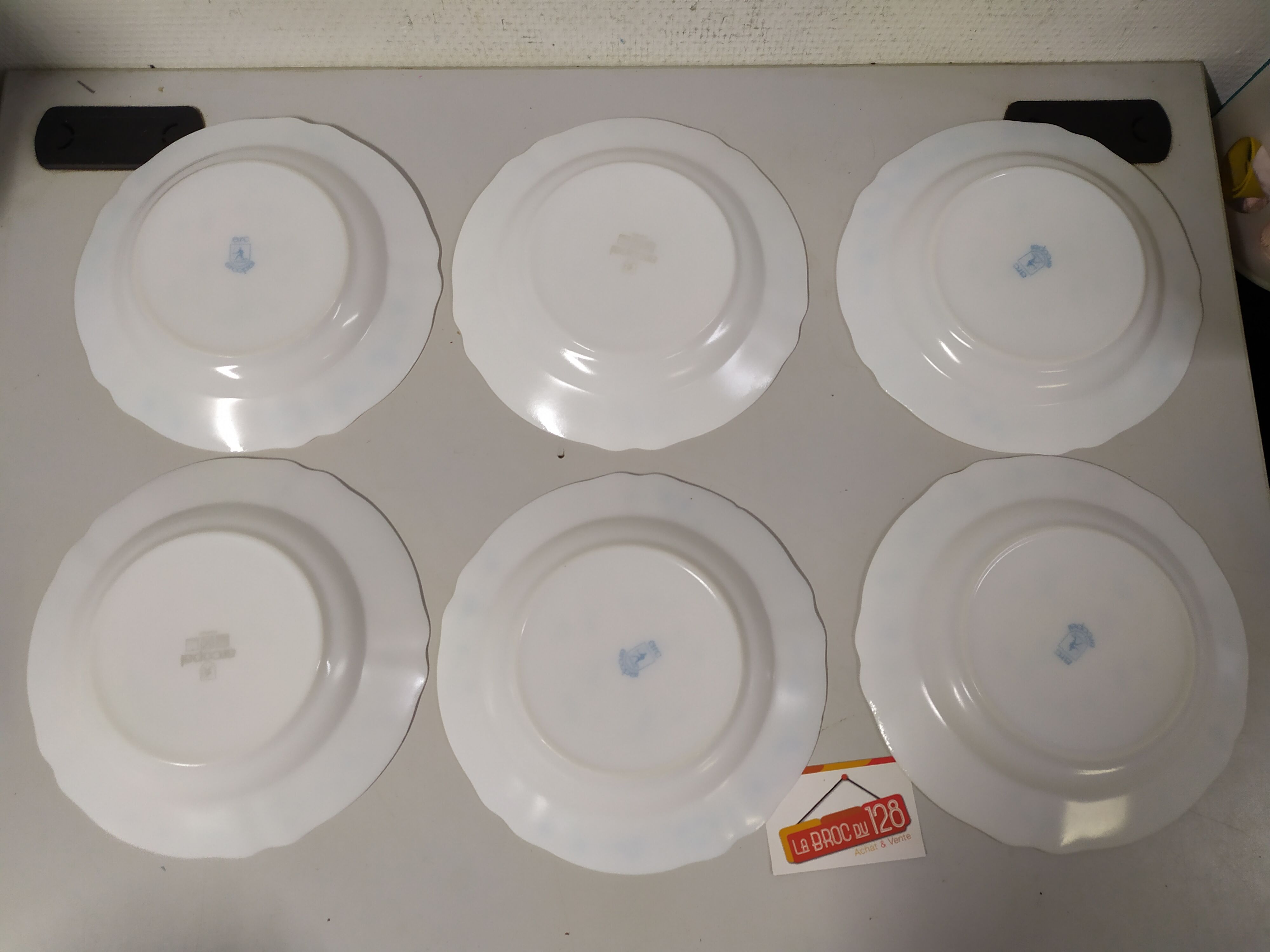 Set de 6 assiettes creuse  Arcopal Véronica myosotis fleur bleu vintage