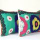 Lot de 2 housses de coussin brodées vintage 41x61 cm