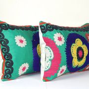 Lot de 2 housses de coussin brodées vintage 41x61 cm