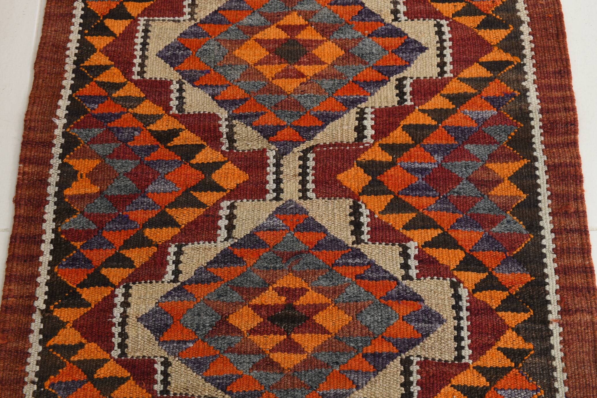 3x10 Red & Blue Kilim Runner Rug, 82x295Cm