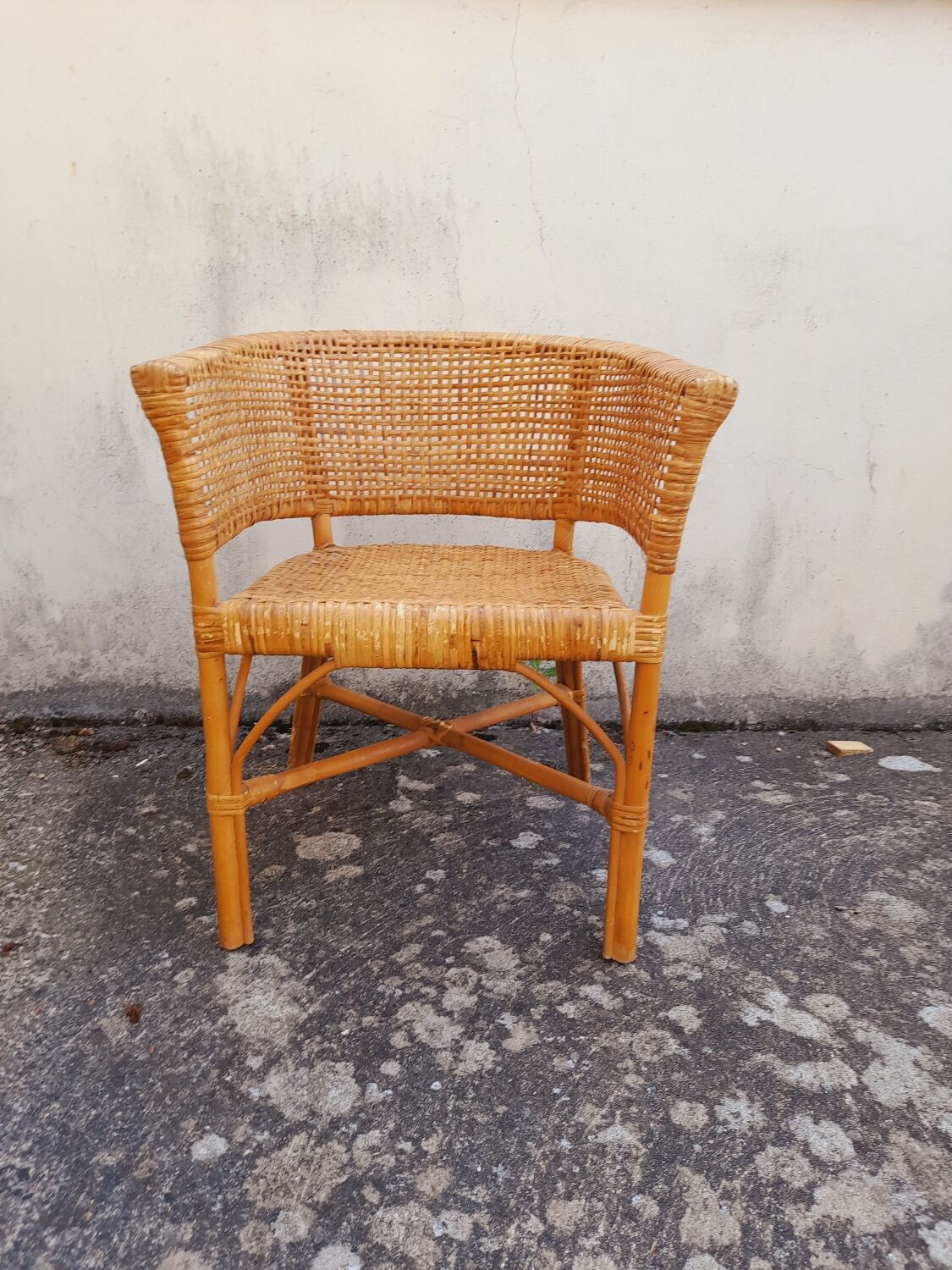 2 vintage cane rattan armchairs