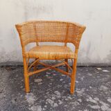2 vintage cane rattan armchairs