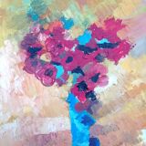 The anemones - oil on canvas signed