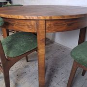 Table ronde extensible Art déco des années 1950, rénovée.