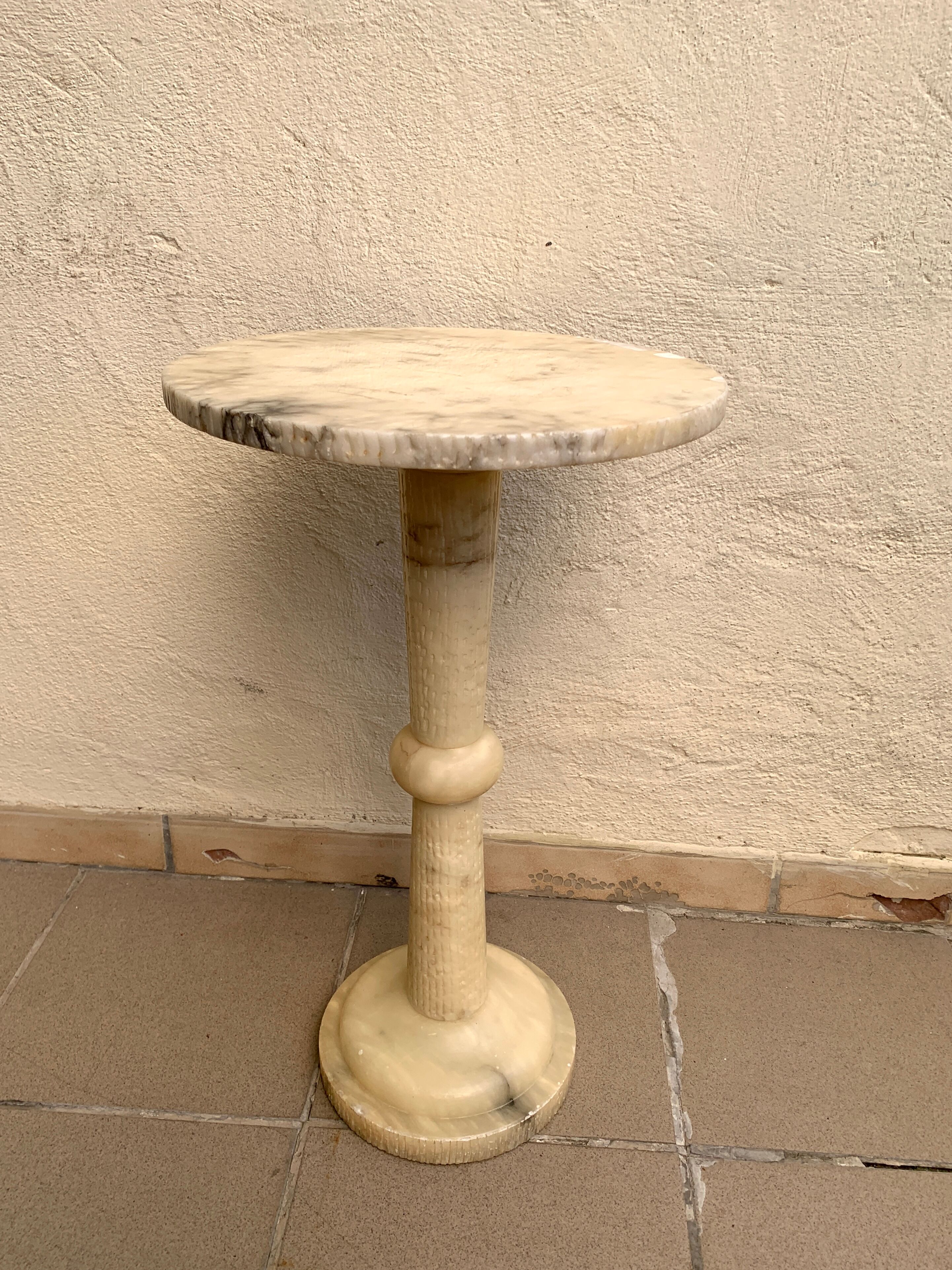 White marble pedestal table