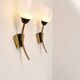 Pair of vintage wall lights, brass and opaline, France, 1960.