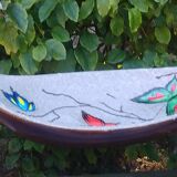 Fruit cup vintage 50s ceramic glazed style brutalist decoration butterflies