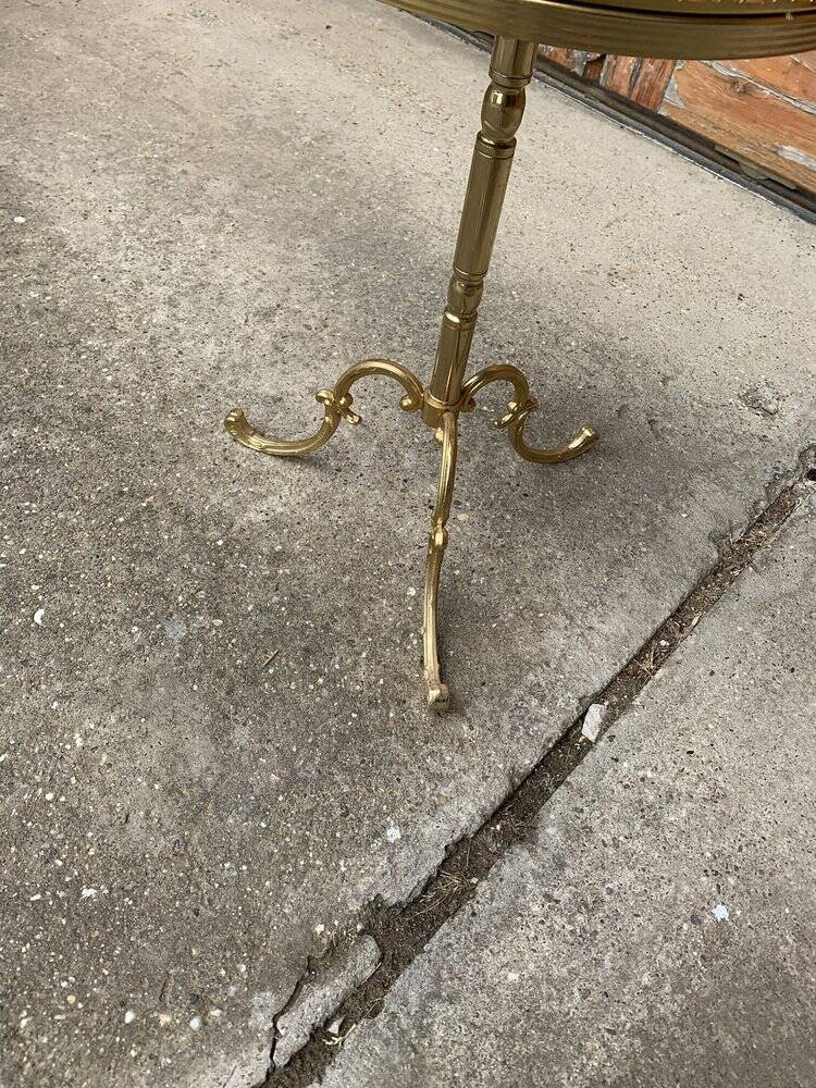 Small vintage brown wooden side table, 1950s style, decorative pedestal table.
