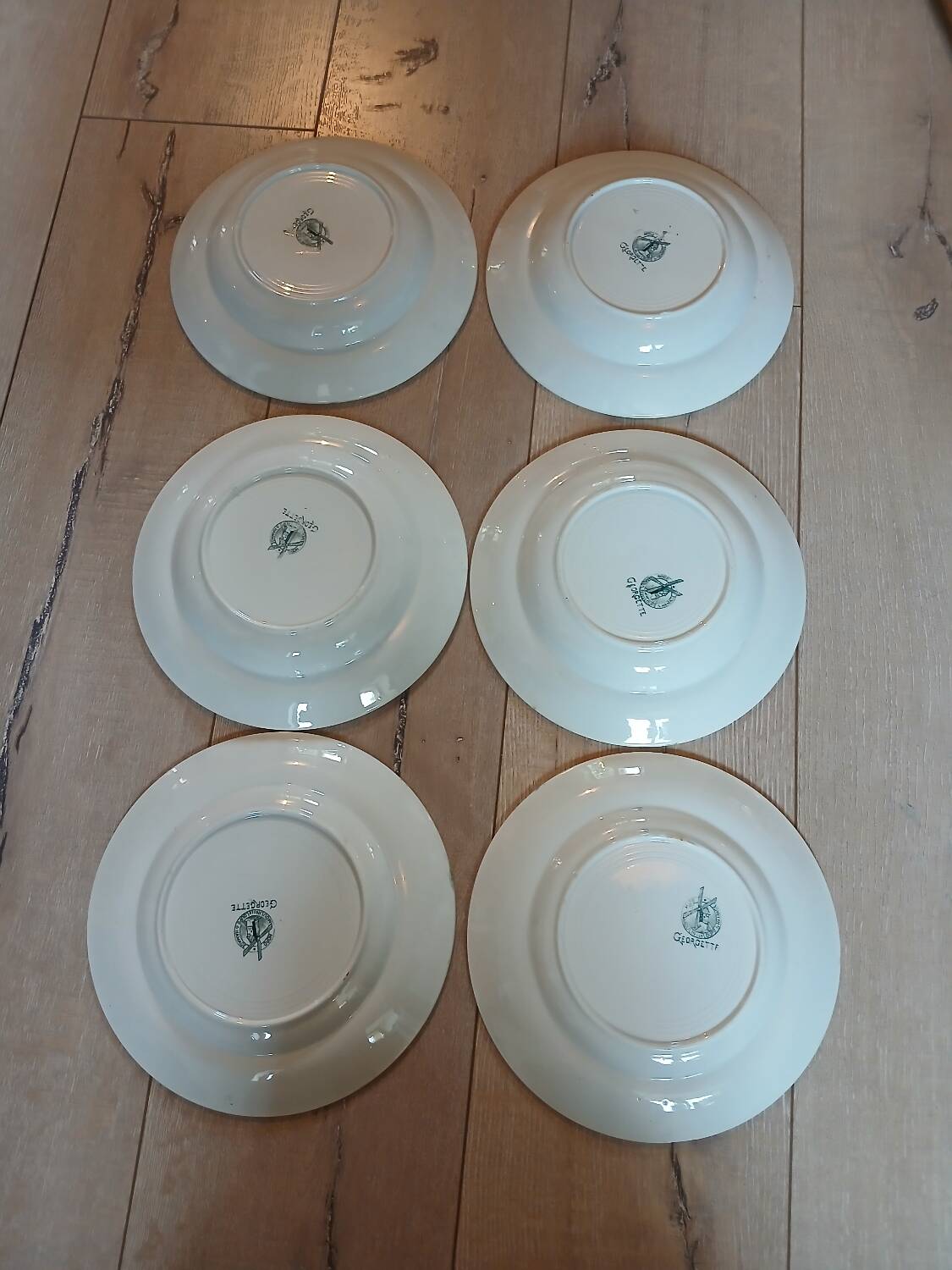 6 antique ironstone plates