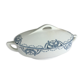 Soupière Terre de Fer ovale Sarreguemines décor bleu jeans