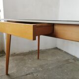 Vintage table in formica and wood, compass leg
