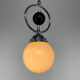 Suspension Art Déco chromée avec décor en bois