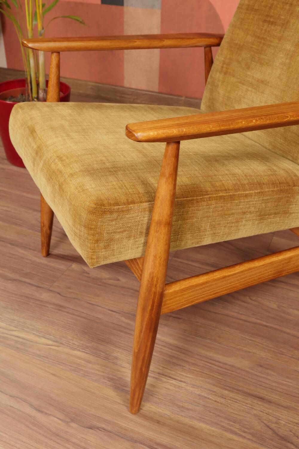 Scandinavian armchair golden velvet design by H.Lis