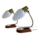 Pair of Scandinavian Lamps, Teak Glass