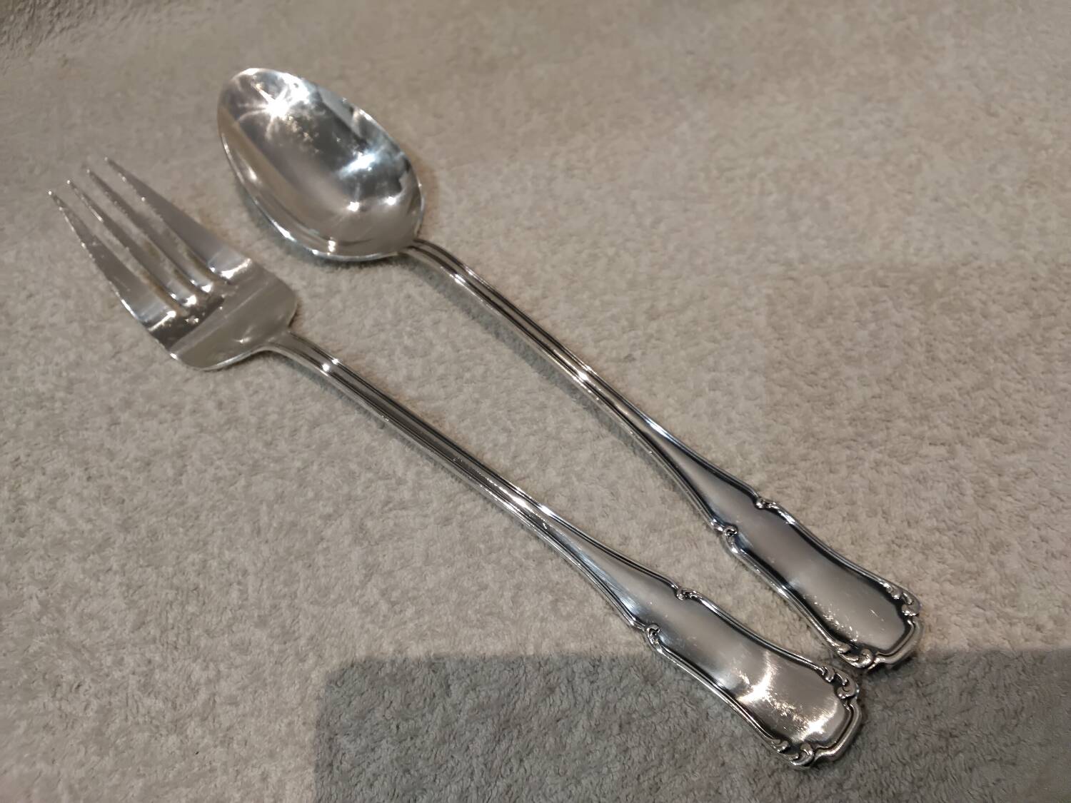 Silver-plated metal stew fork and spoon by silversmith Ercuis Valencay