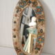 Vallauris ceramic mirror decorated with flowers, circa 1960