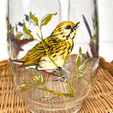 Vintage glass pitcher with birds