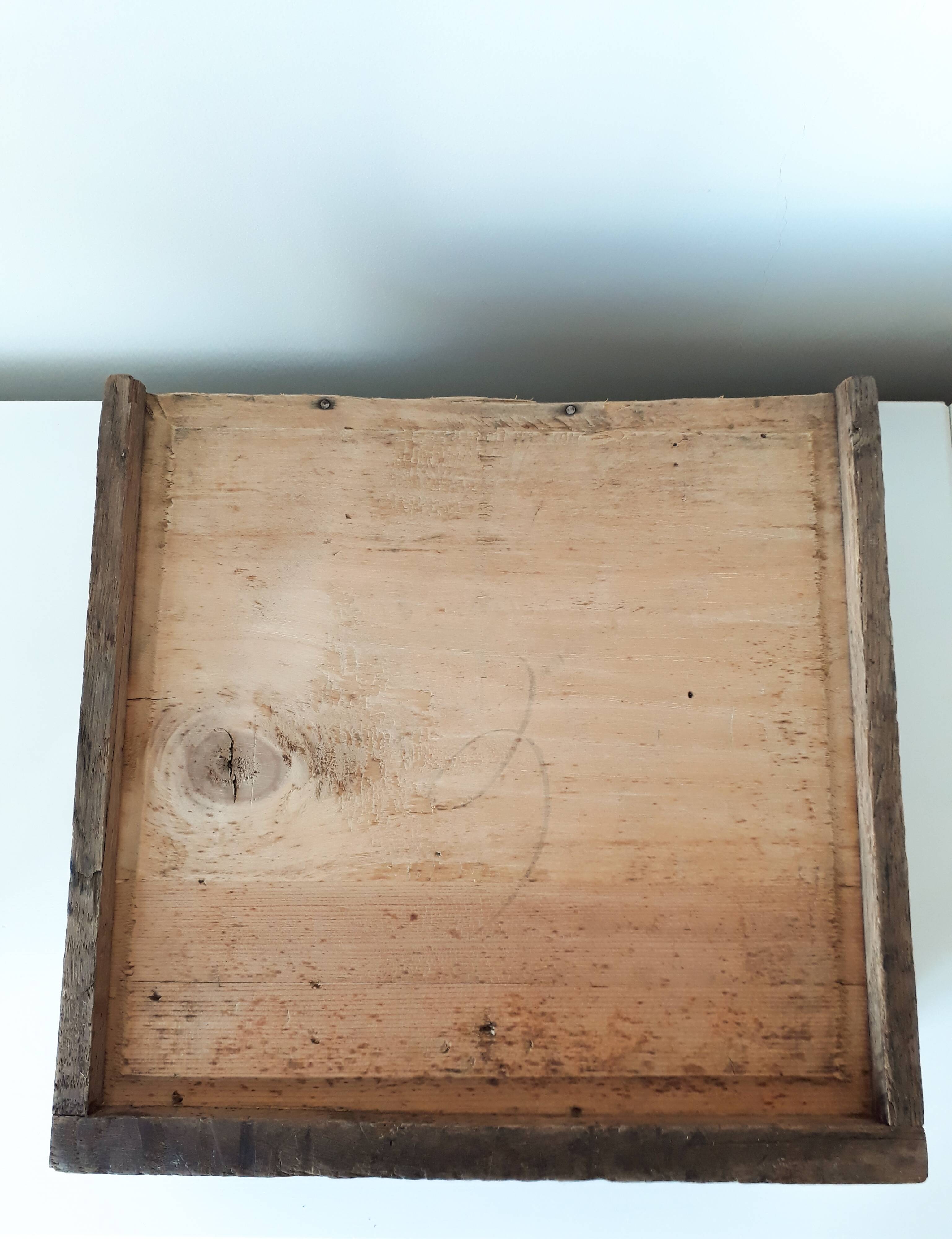 Old wooden workshop drawer