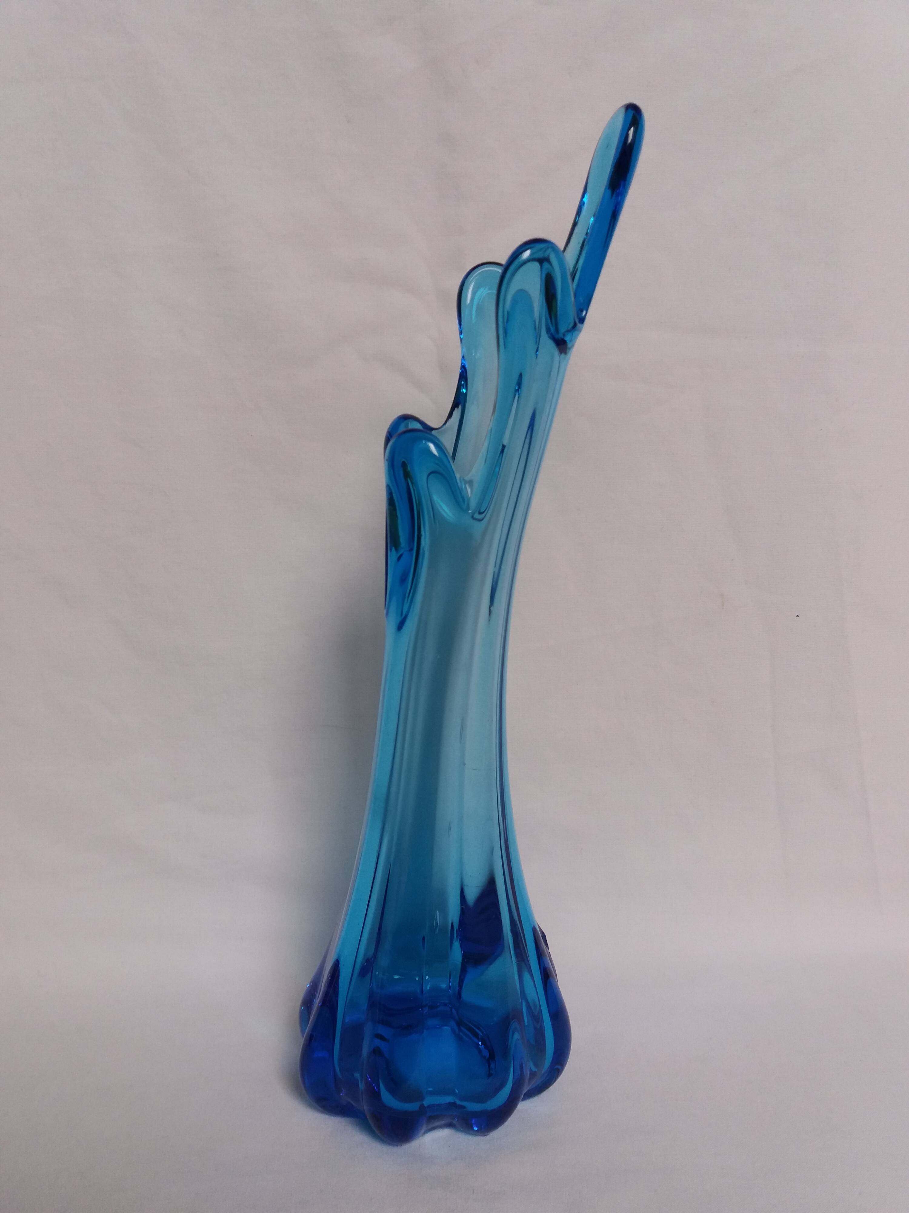 Turquoise blue blown glass vase