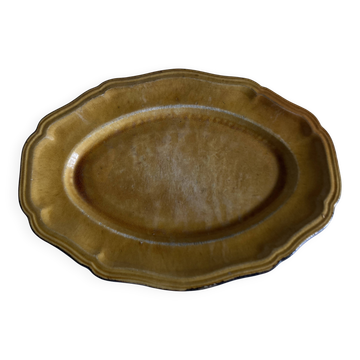 Plat de campagne en terre vernissée à godrons Provence 1950