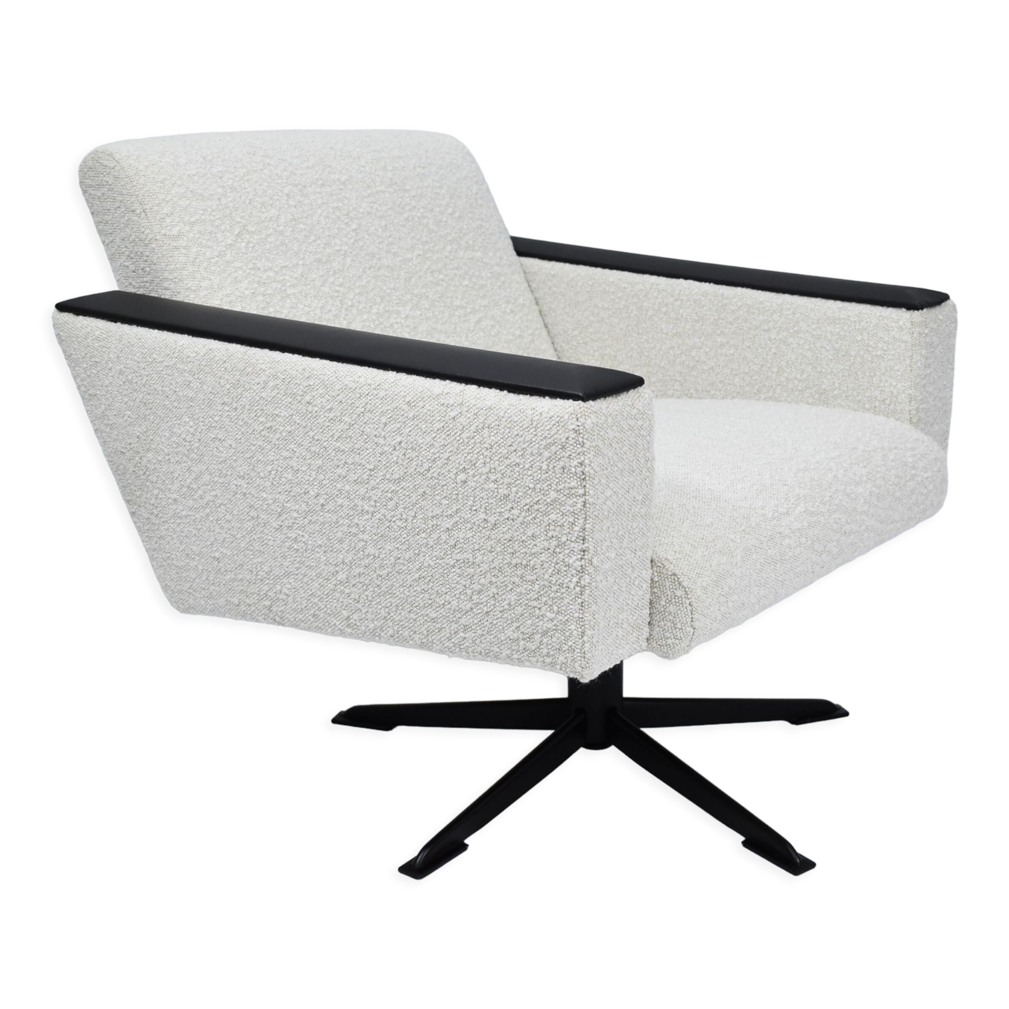 Fauteuil vintage Deutsche Democratic Republic DDR, années 1960, Bouclé blanc