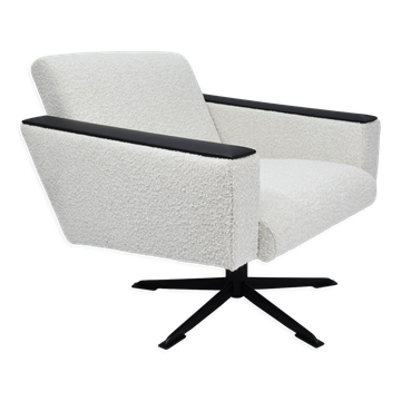 Fauteuil vintage Deutsche Democratic Republic DDR, années 1960, Bouclé blanc
