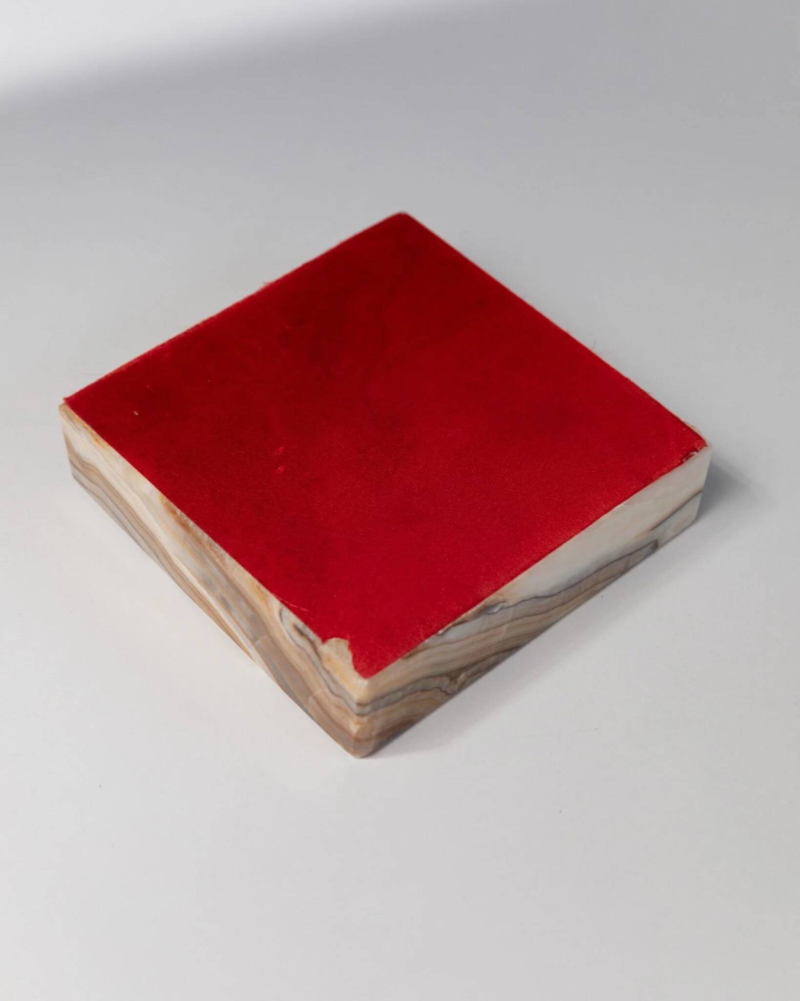 Beige-Black-Brown Marble Ashtray, Italian 1970s Design, Heavy Sculptural Table Decor