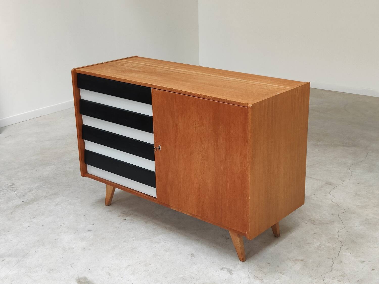 U-458 black and white sideboard by Jiri Jiroutek for Interier Praha
