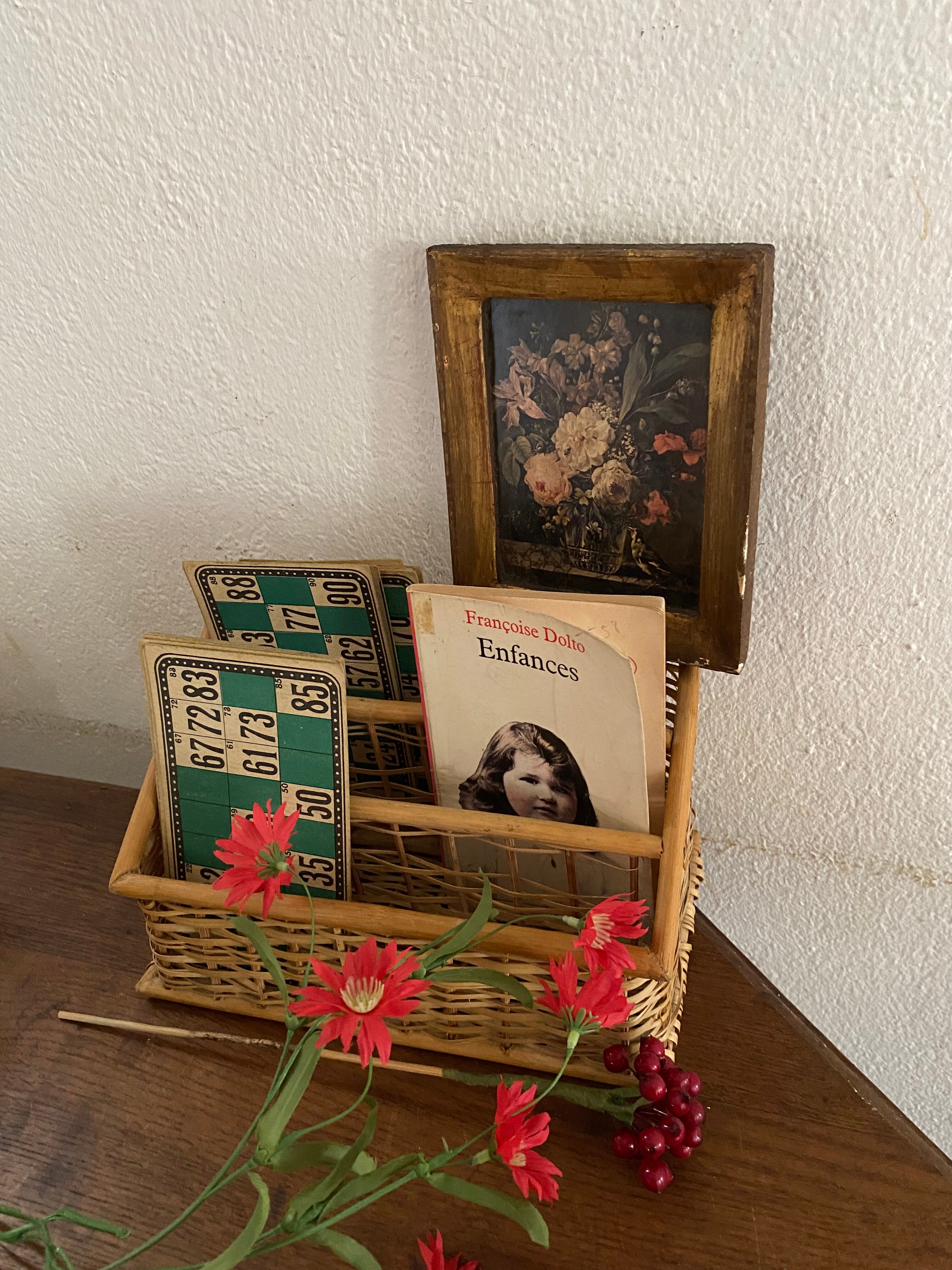 Braided wicker mail rack