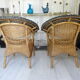 Vintage rattan lounge: one bench, two armchairs