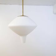 Large opaline pendant / modern brass mid-century ASEA Sweden, 1940s