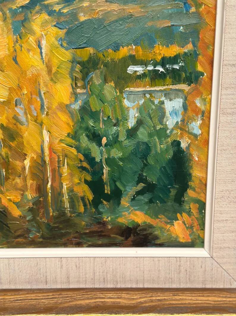 Original Swedish Oil on Panel – "Autumn Landscape" – Dated 1978 – Framed Period Piece – 50 × 42 cm (19.7" × 16.5")
