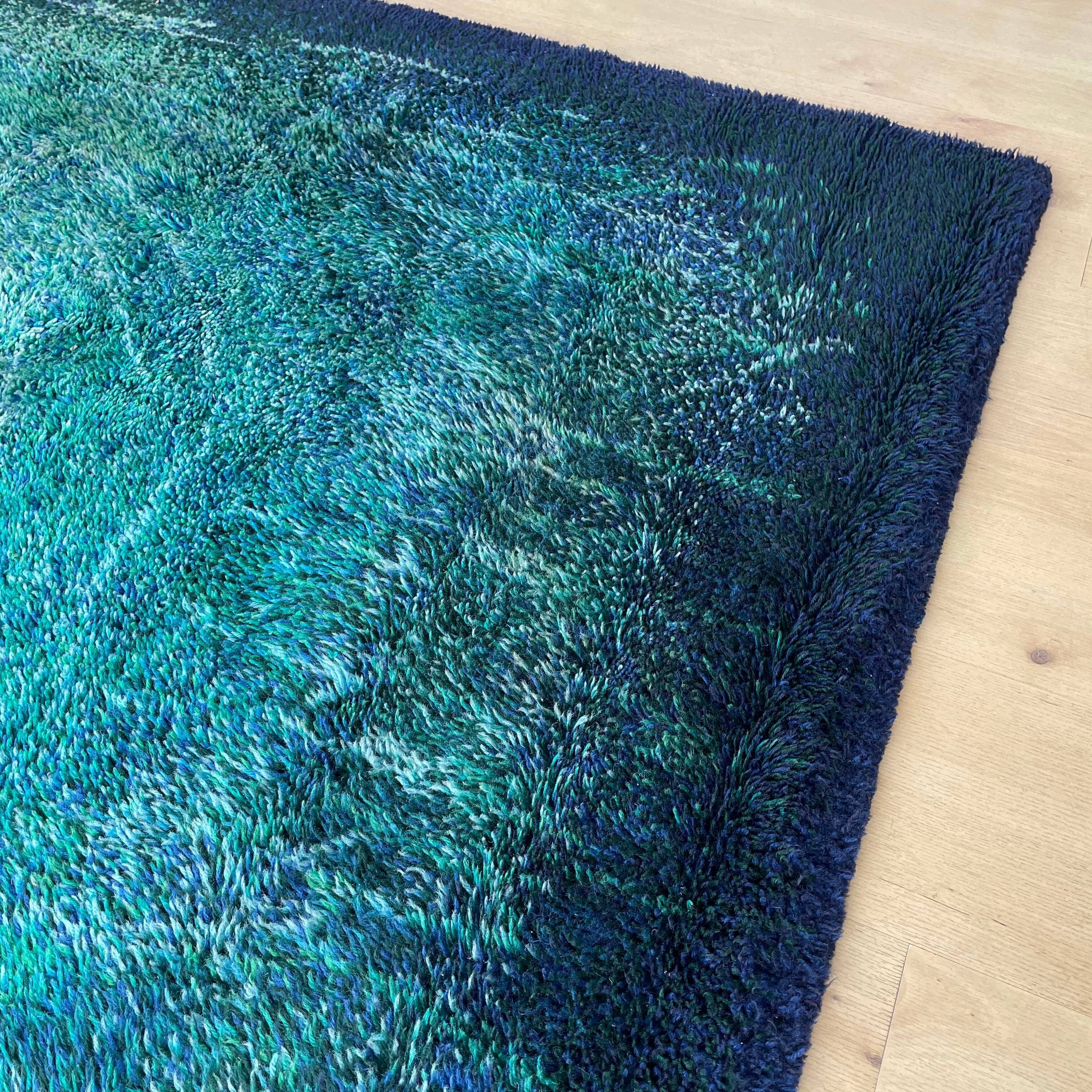 Large "space design" multi-color high pile rya rug by desso netherlands, 1970