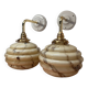 Pair of vintage marbled opaline globe wall lights