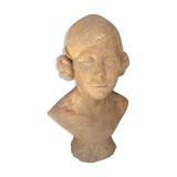 Bust young woman in terracotta, signed, 30s