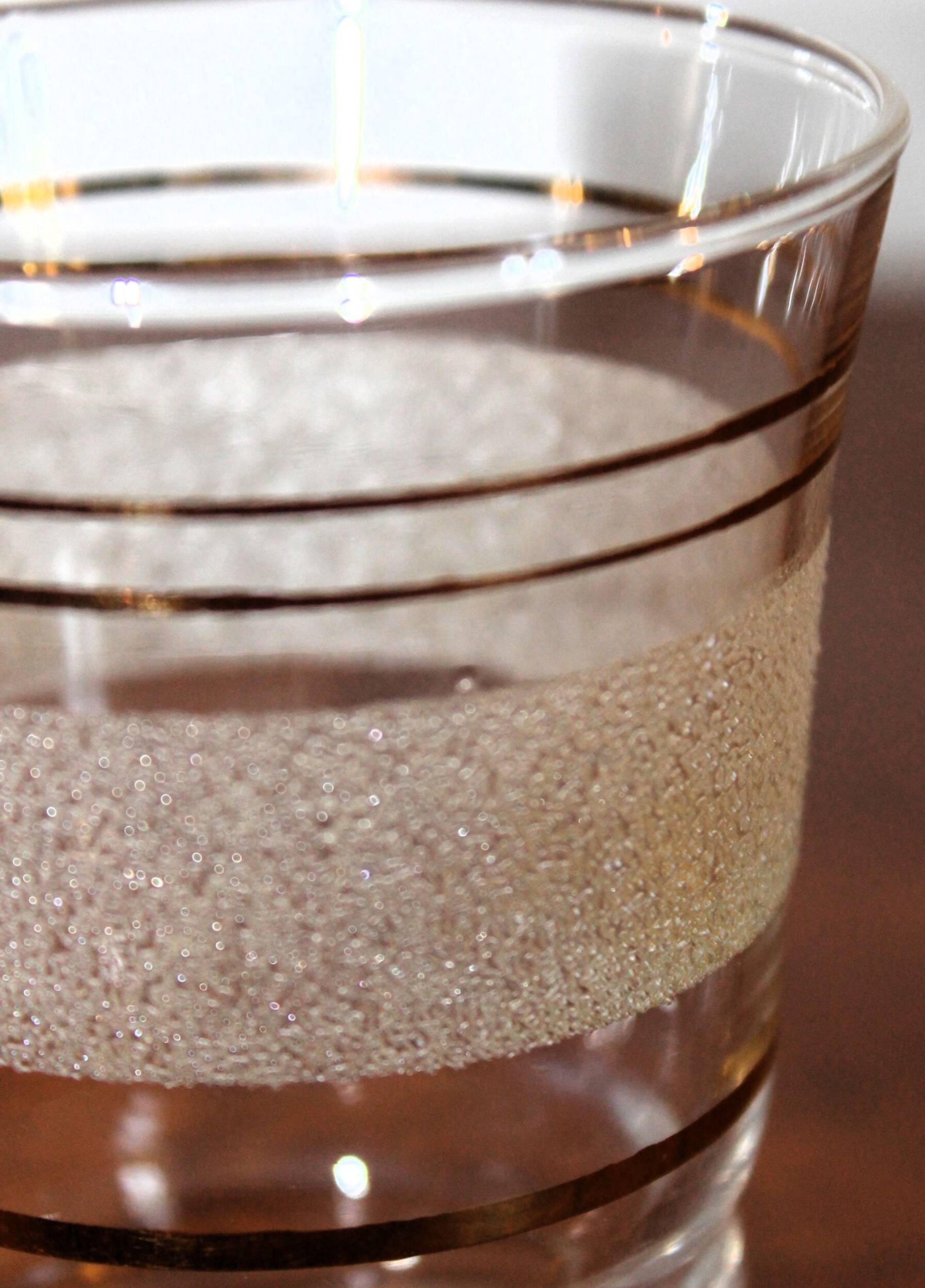 Set of 12 vintage 1950s granita glasses and pitcher