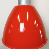 Large Red Painted Industrial Factory Lamp from Elektrosvit, 1960s
