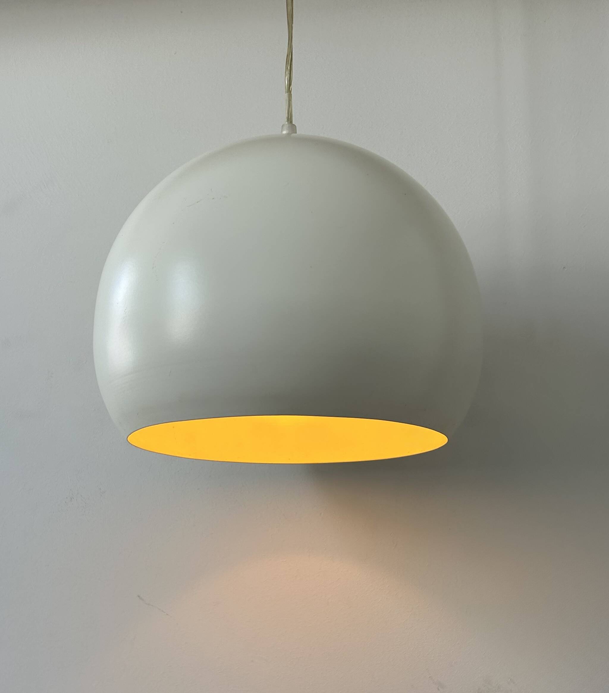 Vintage white metal pendant light, France 1980
