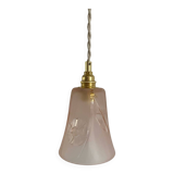 Lampe baladeuse avec tulipe rose en verre
