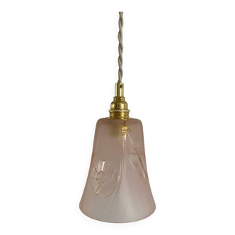 Lampe baladeuse avec tulipe rose en verre