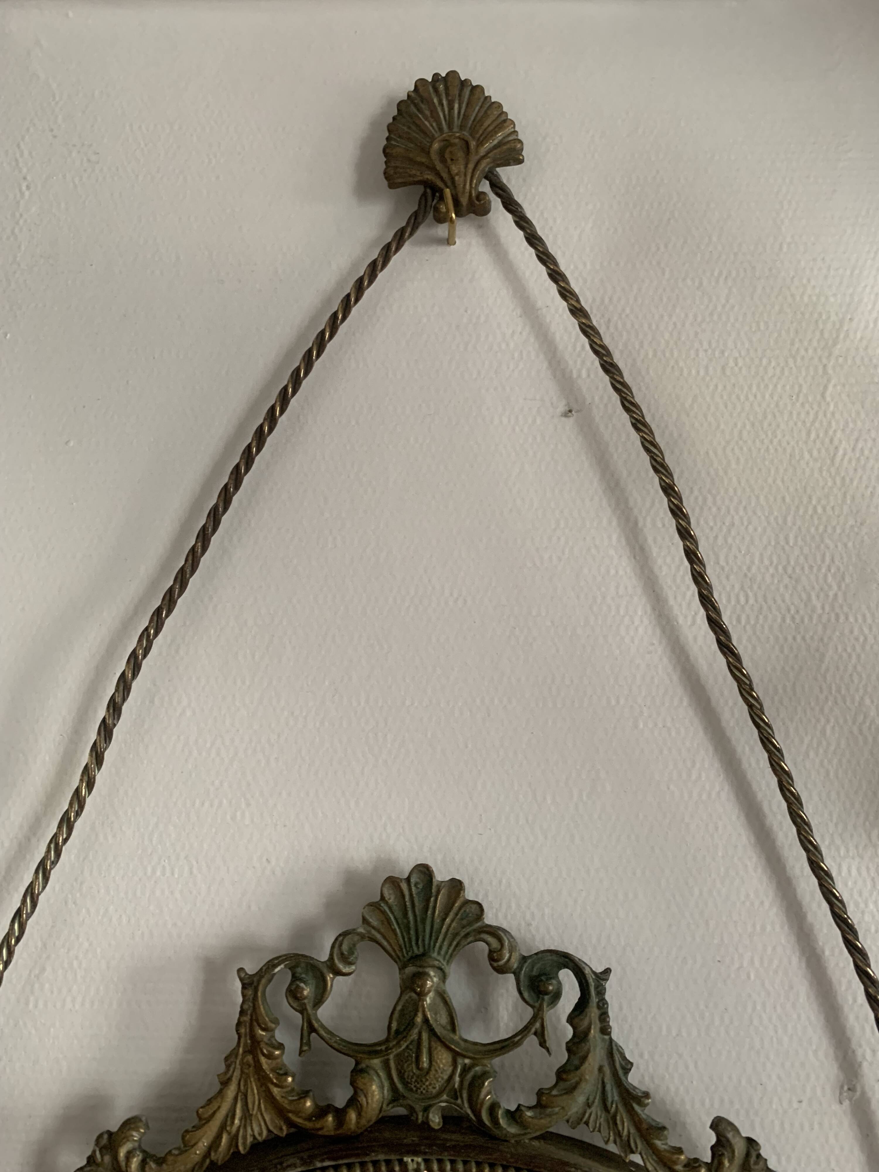 Large French Napoleon III Period Oval Bronze Wall Mirror, 19th Century