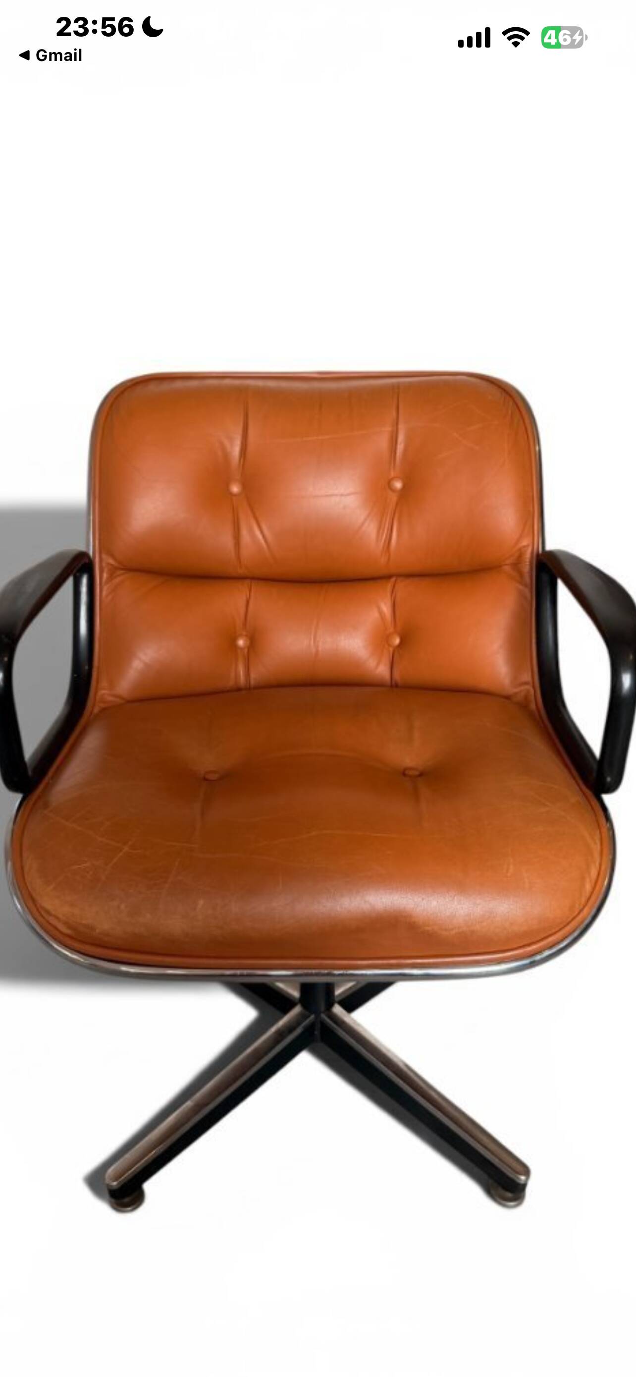 President armchair in leather by Charles Pollock