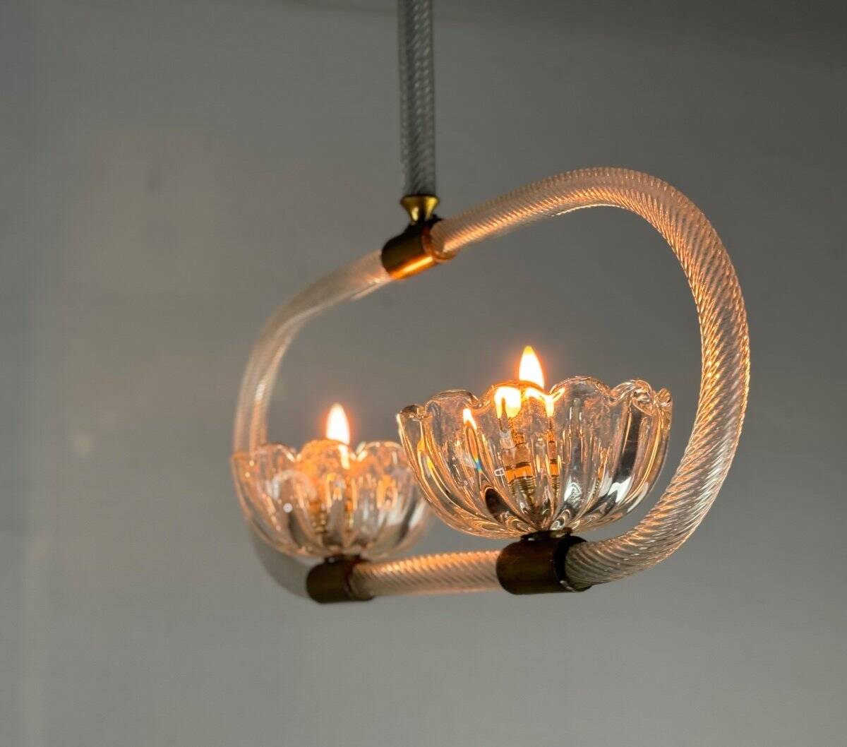 Venetian Murano glass chandelier with two light points circa 1950