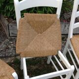 White farmhouse table set and four chairs