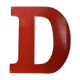 industrial letter "D" in red metal